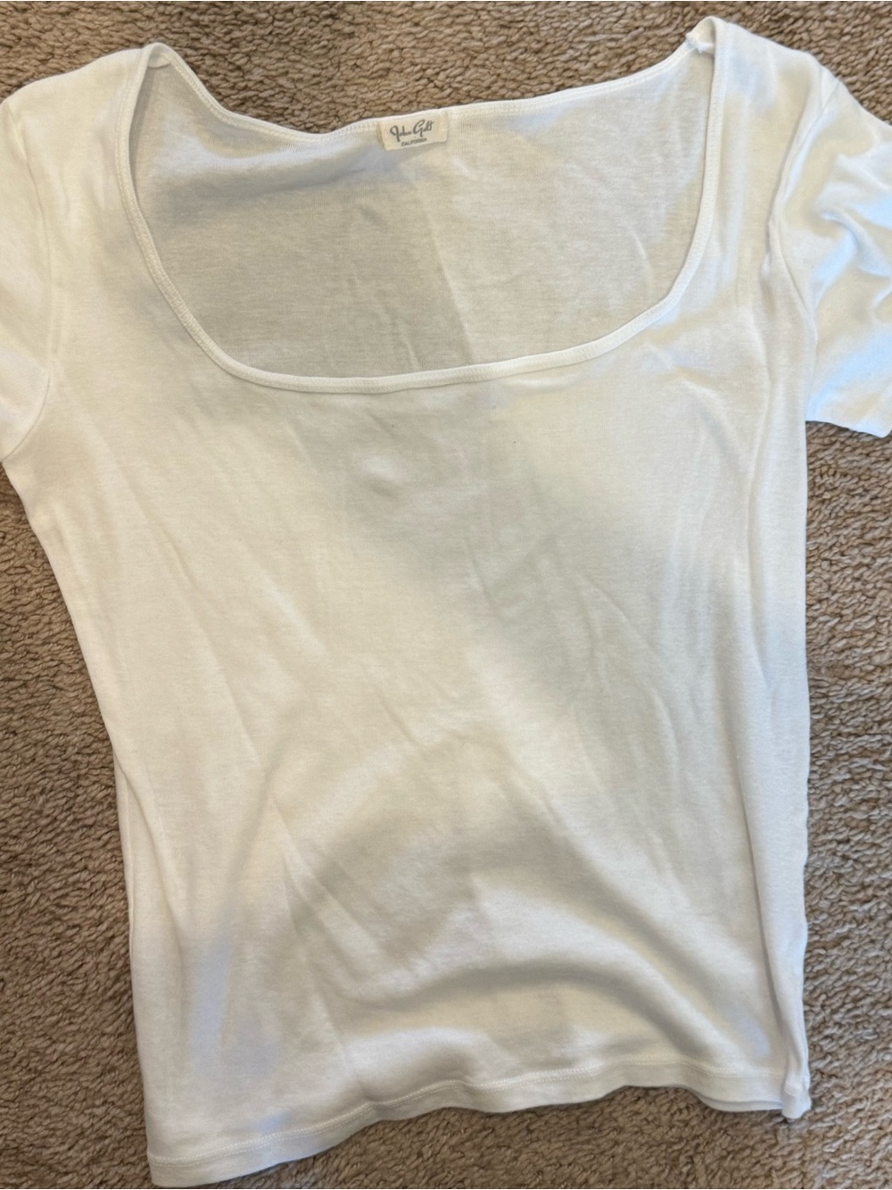 Brandy Melville White Scoop Neck Short Sleeve Top
